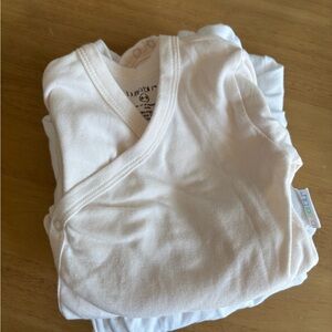 White Baby Long Sleeve Kimono Bodysuit Set - 4 pack